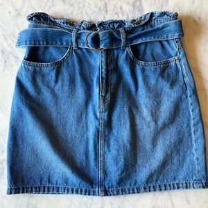 H & M Divided Belted High Rise Jean Skirt Size 8